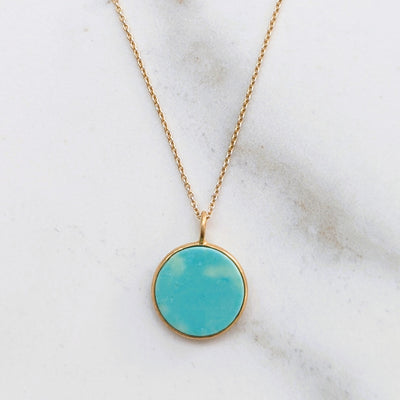 turquoise circular pendant necklace 