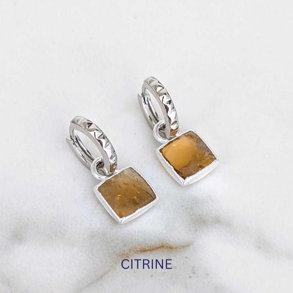 The Square Interchangeable Gemstone Earring Charms