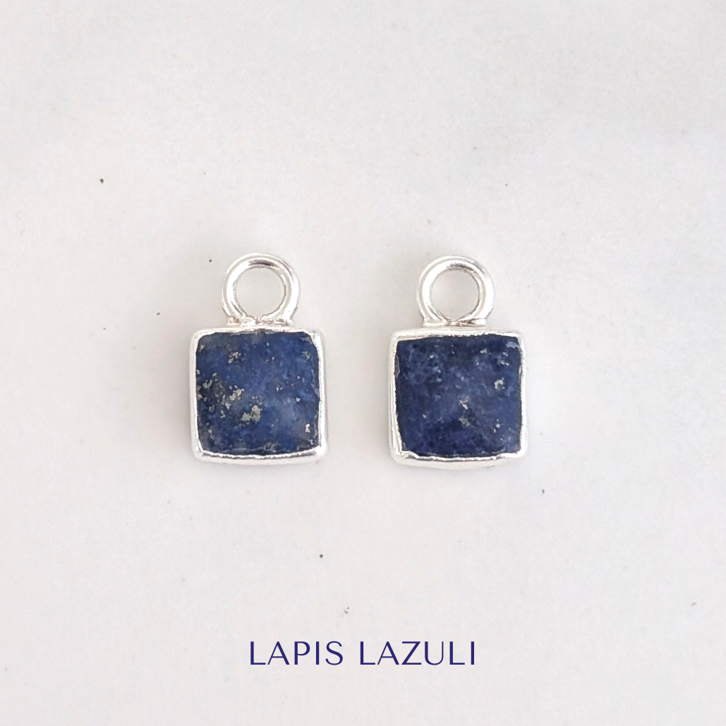 square sterling silver lapis lazuli earring charms