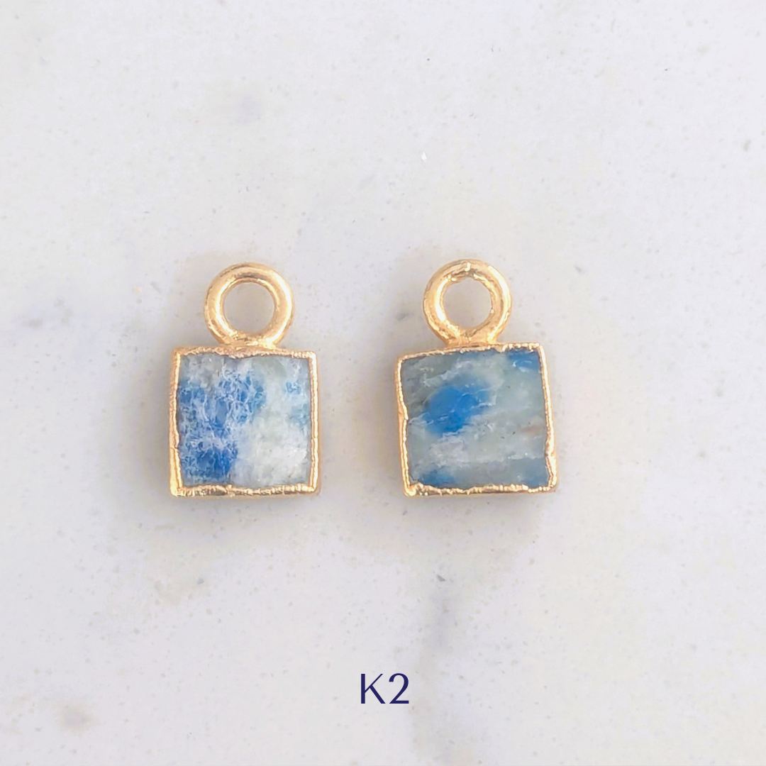 18 carat gold plated k2 jasper square earring charms