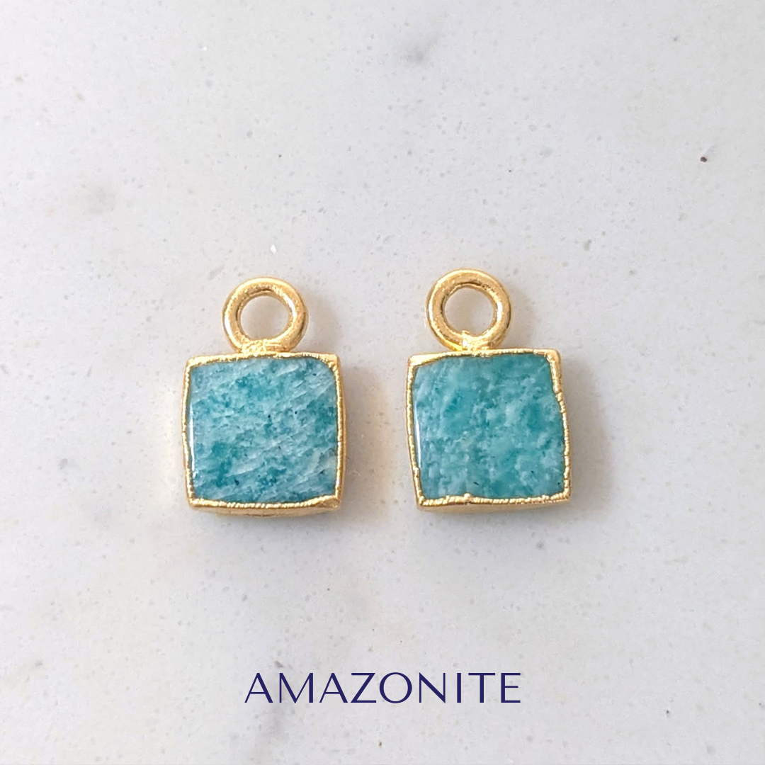 18 carat gold plated amazonite square interchangeable earring charms