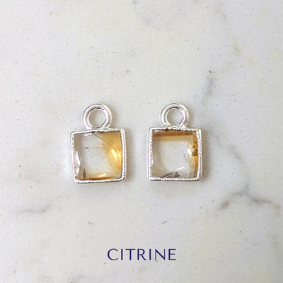 square citrine earring charms