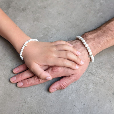 white howlite "Daddy and Me" gemstone bracelet set