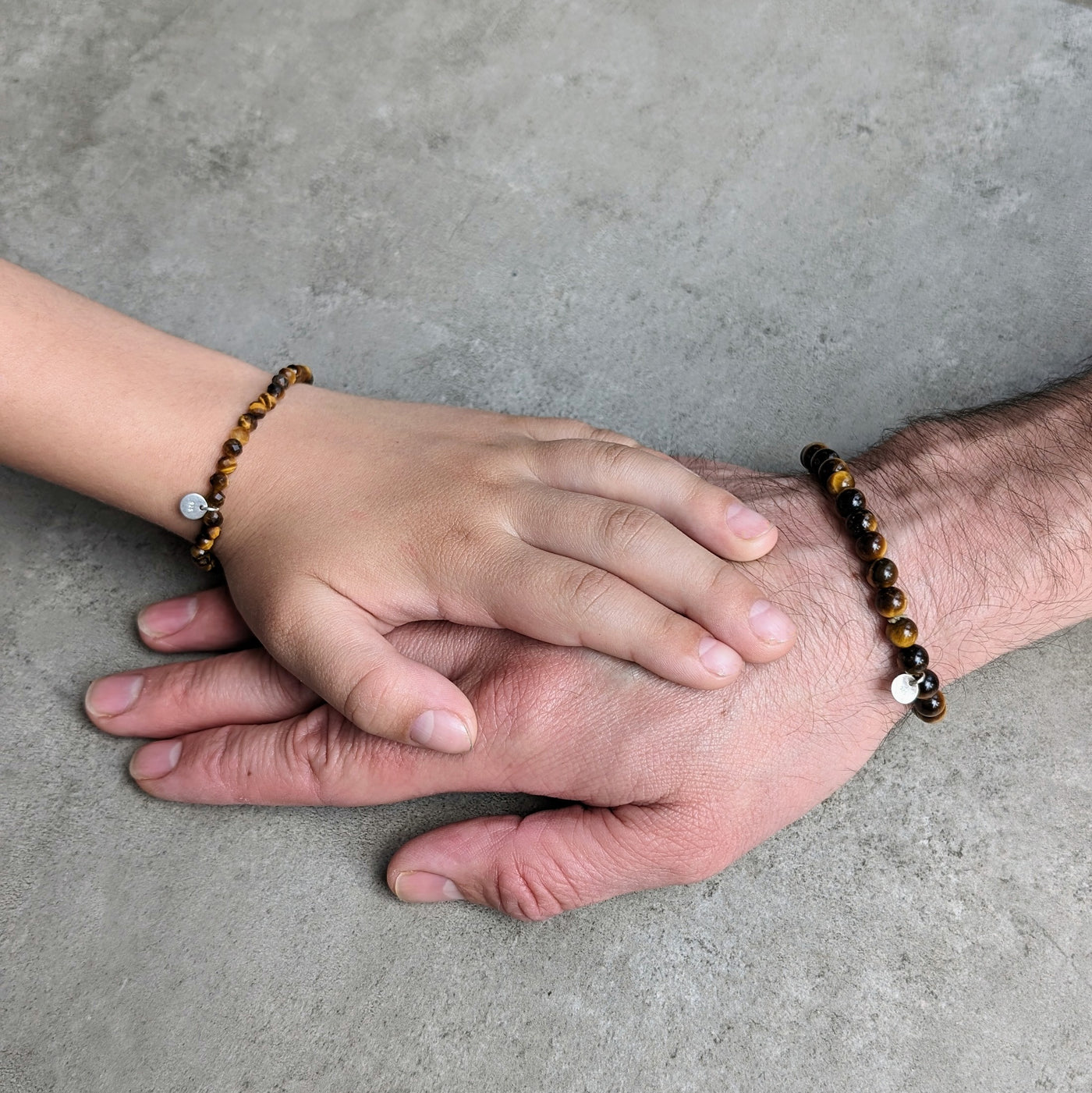 "Daddy and Me" Tiger's Eye Gemstone Bracelet set 