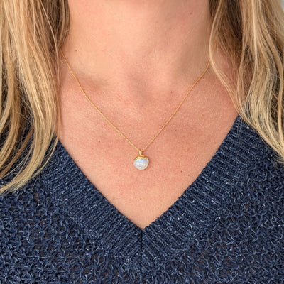 gold moonstone June birthstone pendant necklace