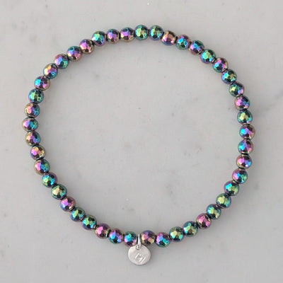 Rainbow coloured hematite gemstone bracelet 