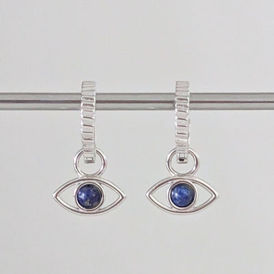 Sterling silver evil eye charm hoop earrings 