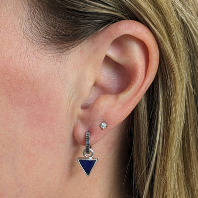 The Triangle Lapis Lazuli Gemstone Hoop Earrings