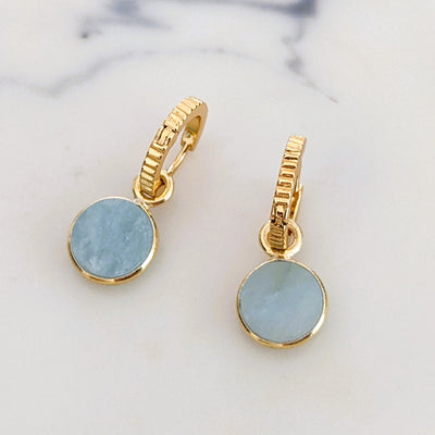 gold aquamarine March birthstone earrings