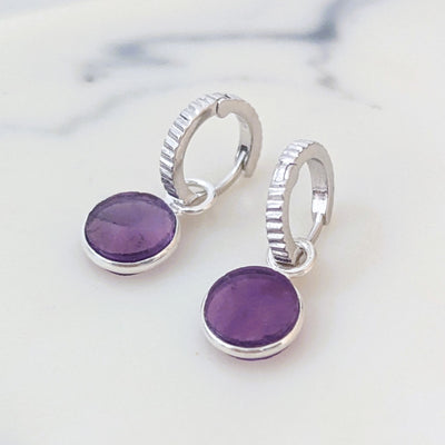 sterling silver amethyst February birthstone earrings