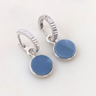 sterling silver blue opal October birthstone earrings