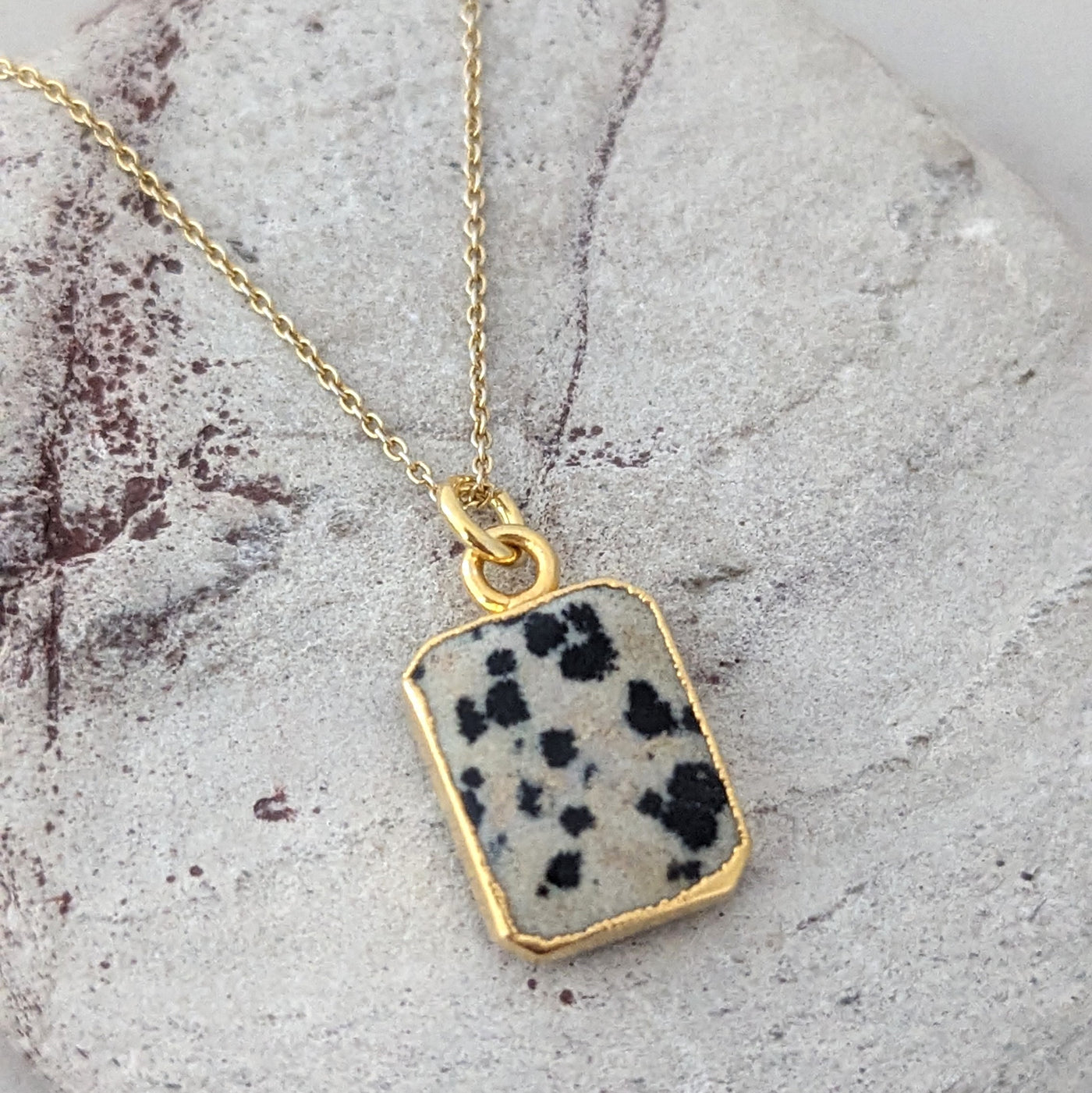 The Rectangle Dalmatian Jasper Gemstone Necklace