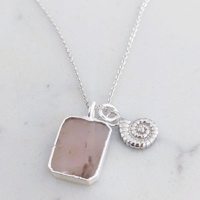 sterling silver rose quartz pendant necklace