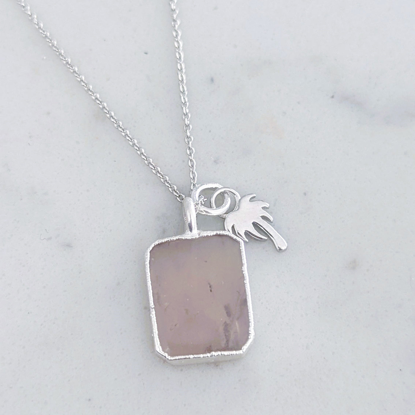 sterling silver rose quartz pendant necklace