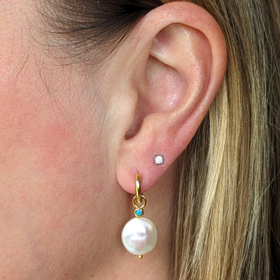 Baroque Pearl and Turquoise Drop Earrings