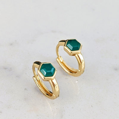 green onyx gold hoop earrings