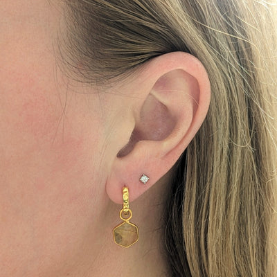 The Hexagon Citrine Gemstone Hoop Earrings