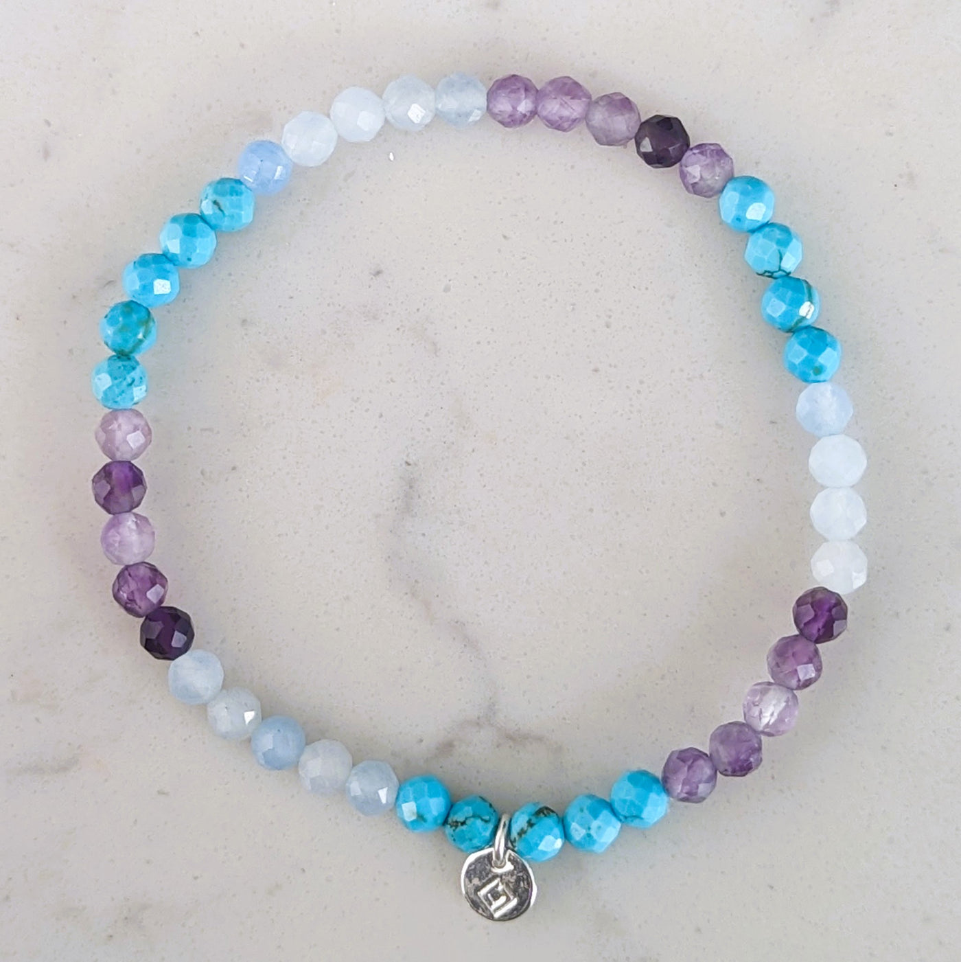 amazonite, turquoise and aquamarine gemstone bracelet