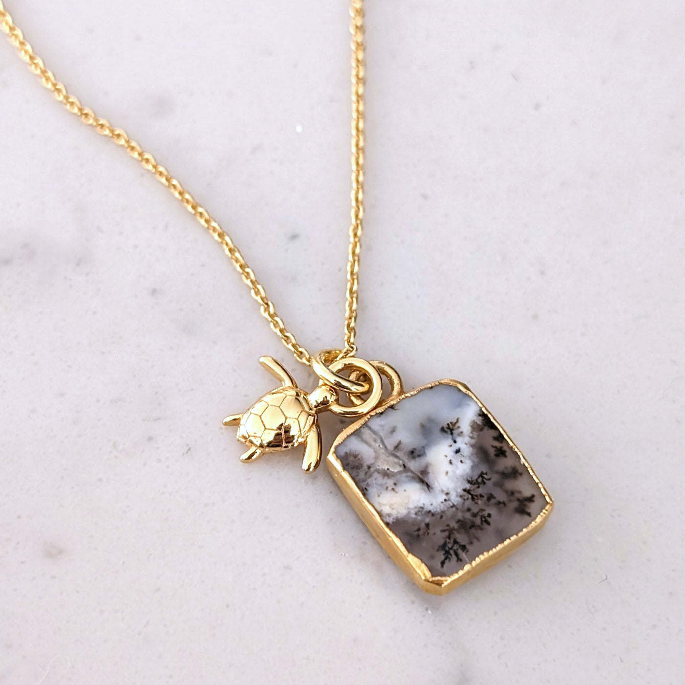 The Duo Dendritic Agate Necklace