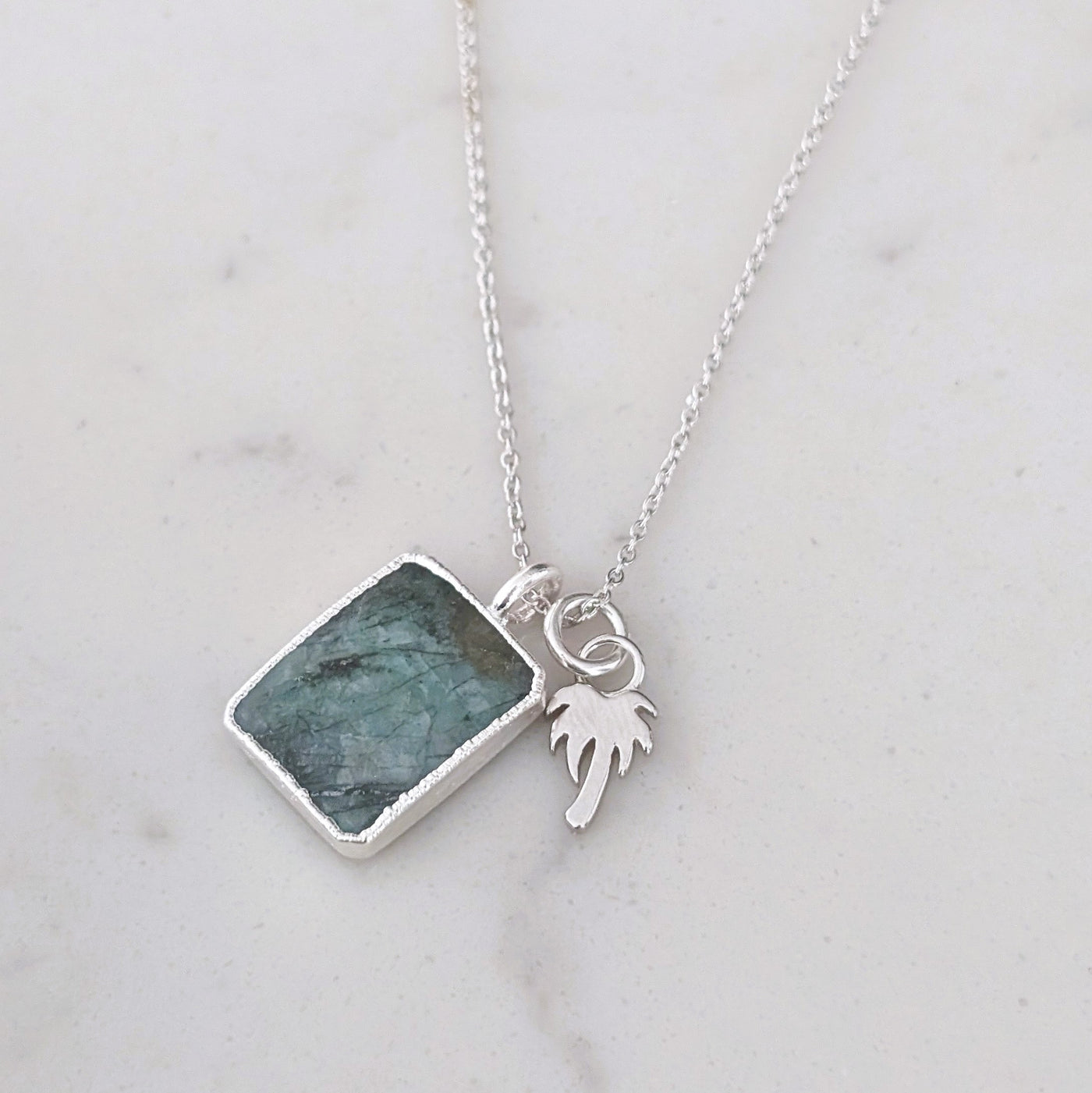 sterling silver emerald pendant necklace