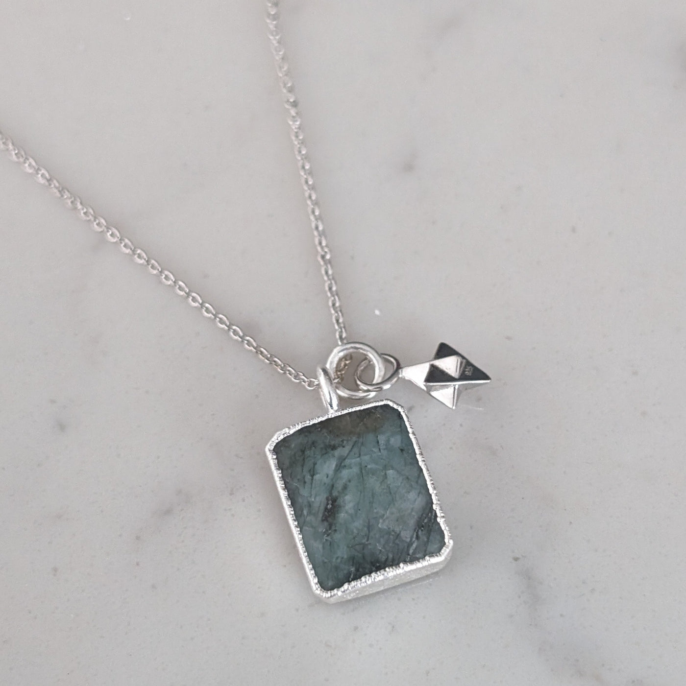 sterling silver emerald pendant necklace