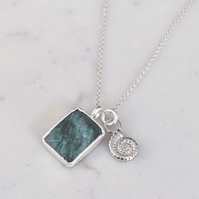 sterling silver emerald pendant necklace