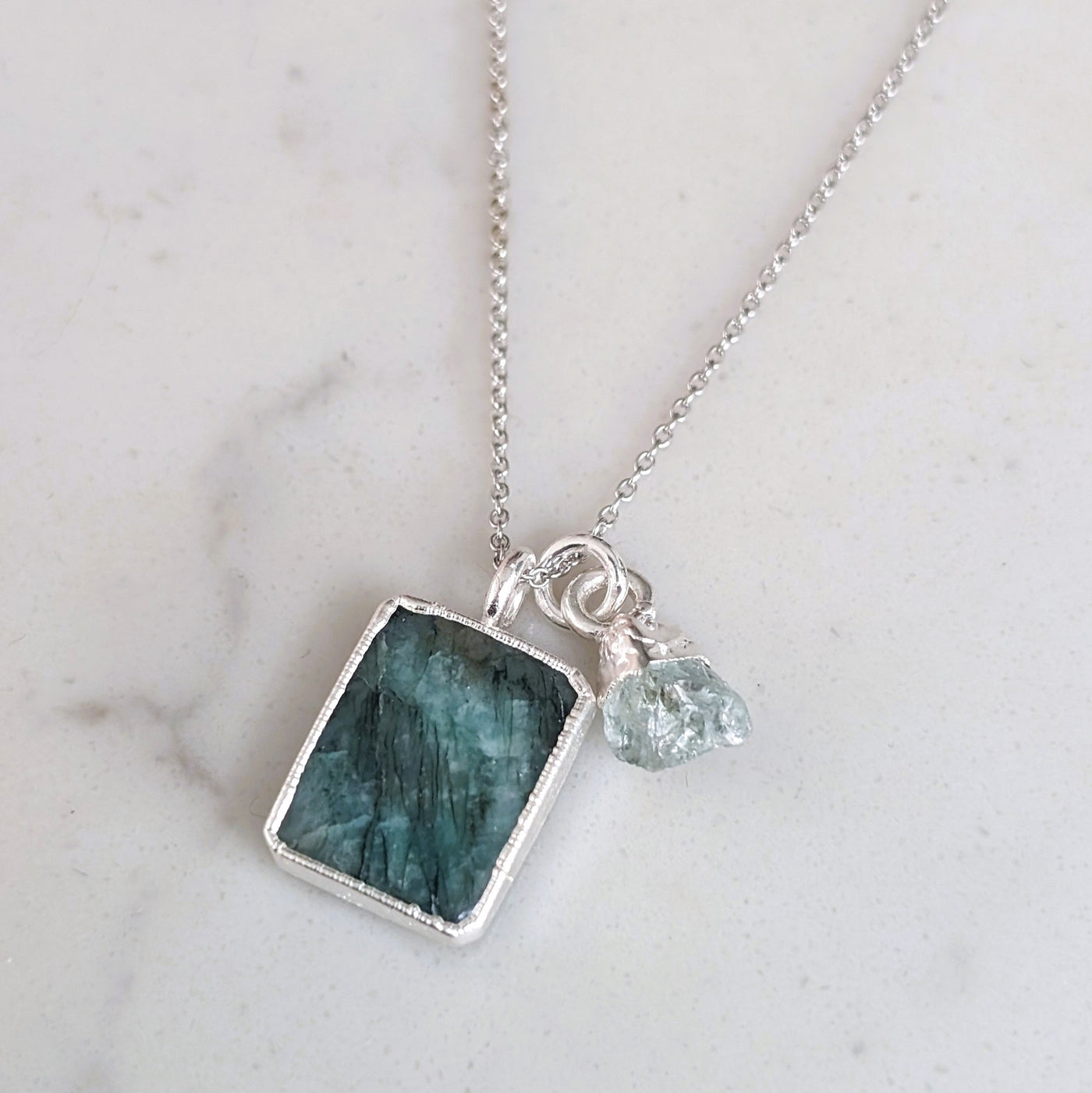 sterling silver emerald pendant necklace