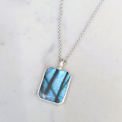 sterling silver labradorite rectangular pendant necklace