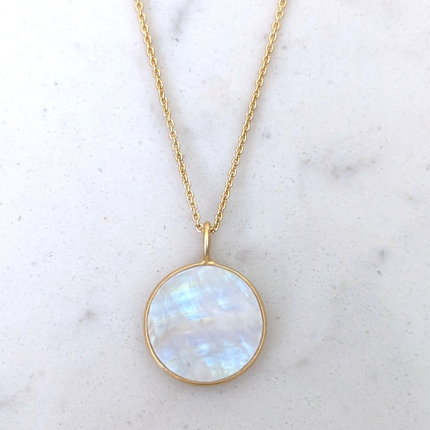 gold moonstone June birthstone pendant necklace