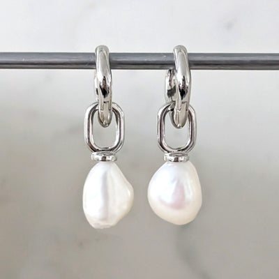 silver pearl earrings