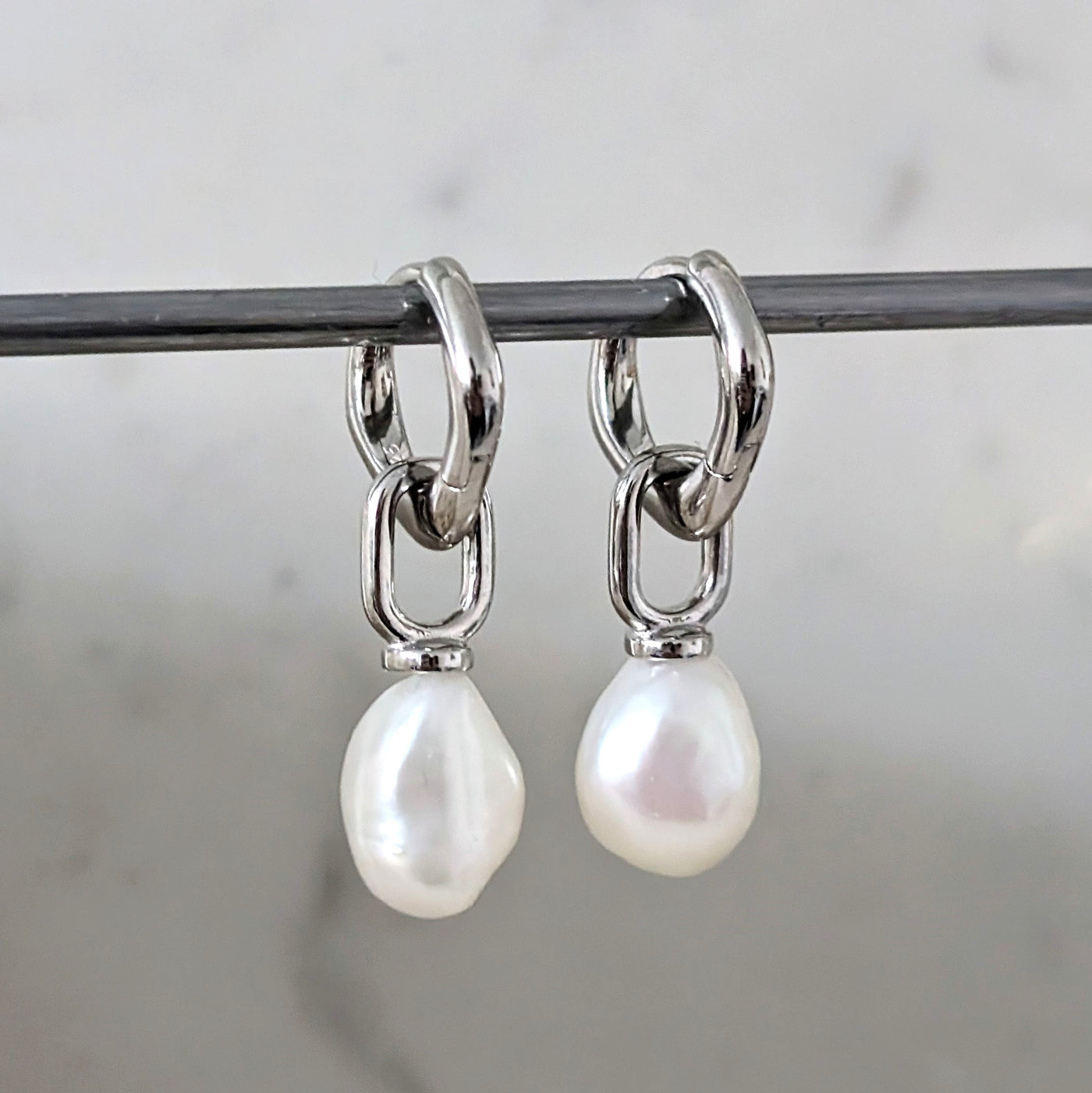 silver pearl earrings