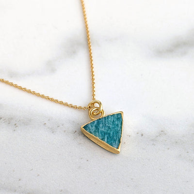 gold amazonite triangular charm necklace