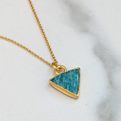 gold amazonite triangular charm necklace
