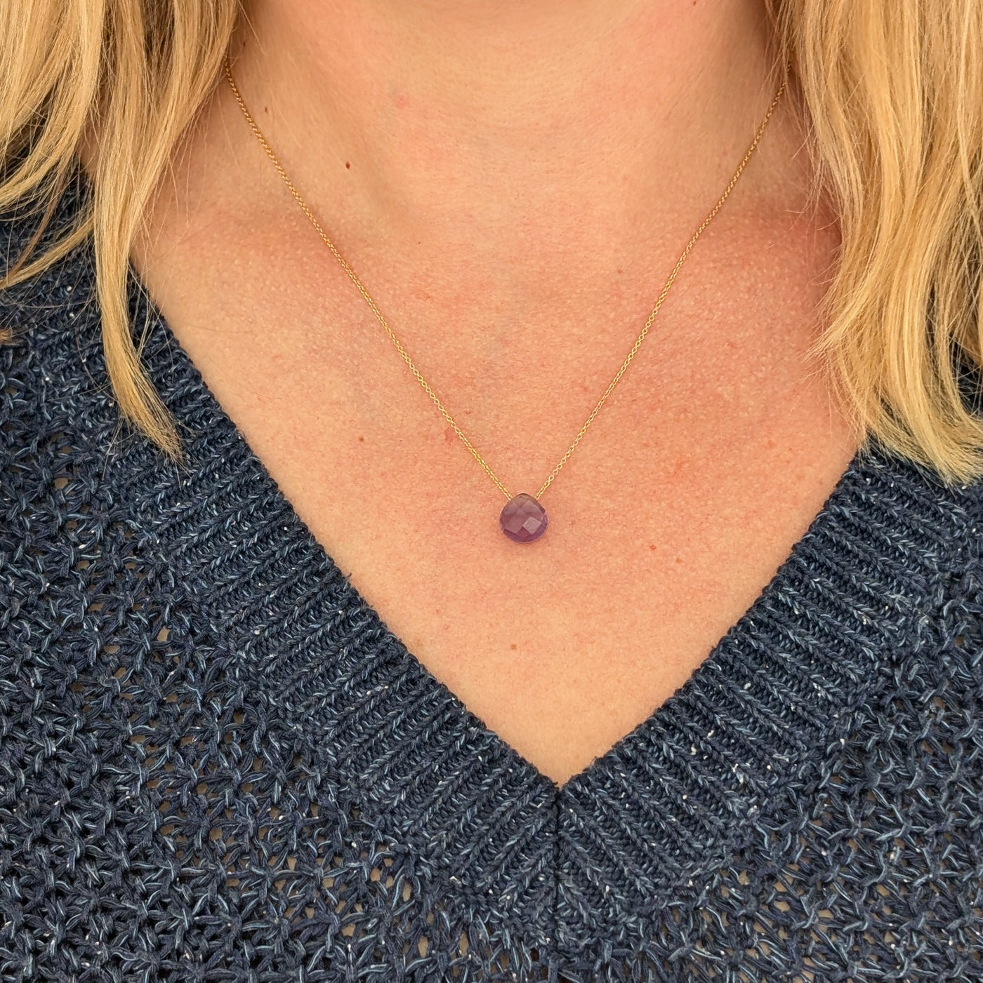 The Nuget amethyst February birthstone necklace