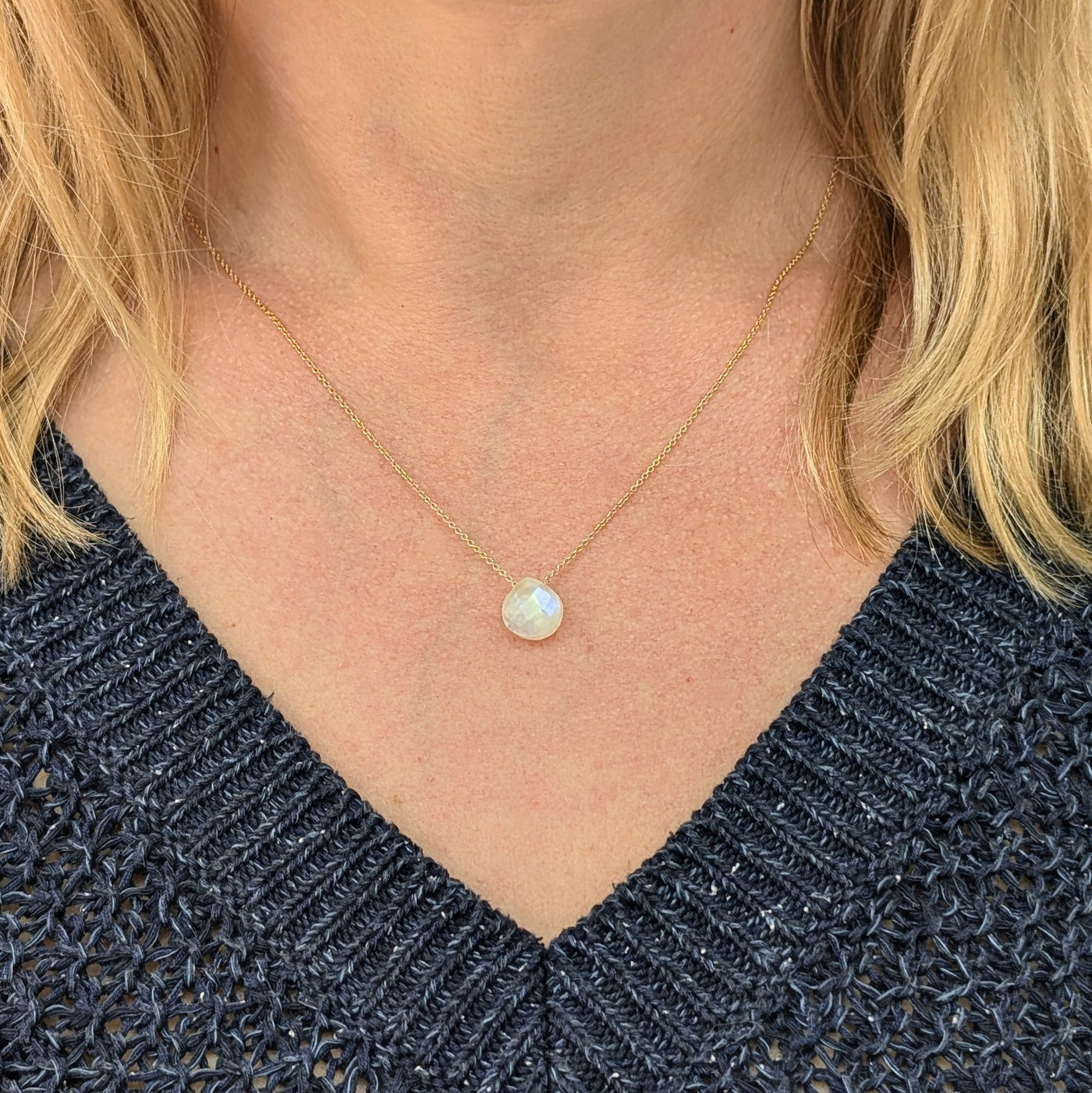 The Nuget moonstone June birthstone necklace