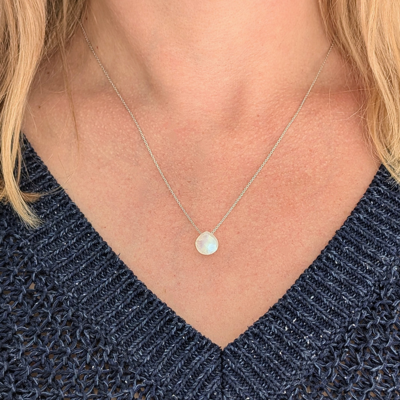 The Nuget silver moonstone June birthstone necklace