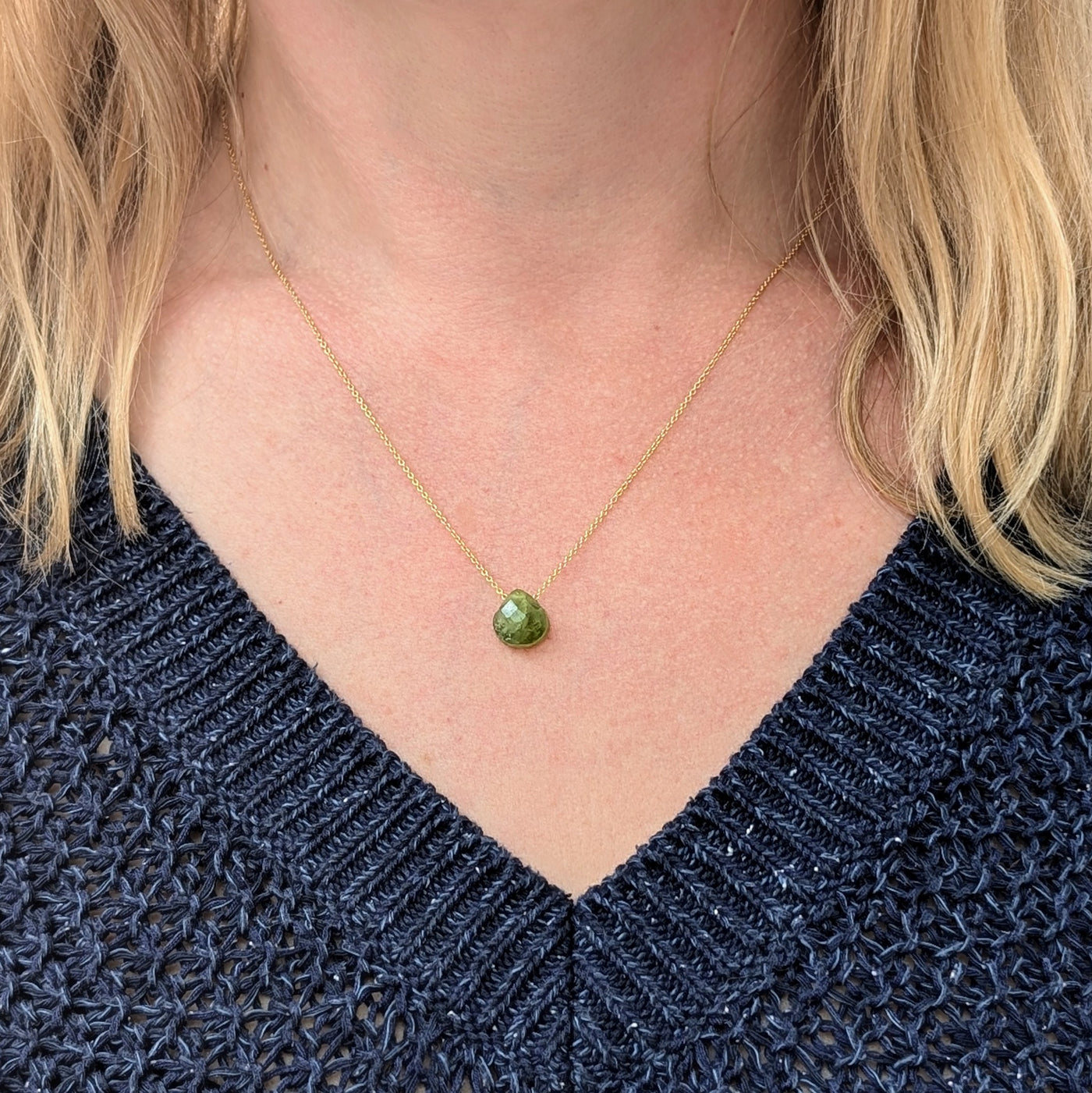 The Nuget gold peridot August birthstone necklace