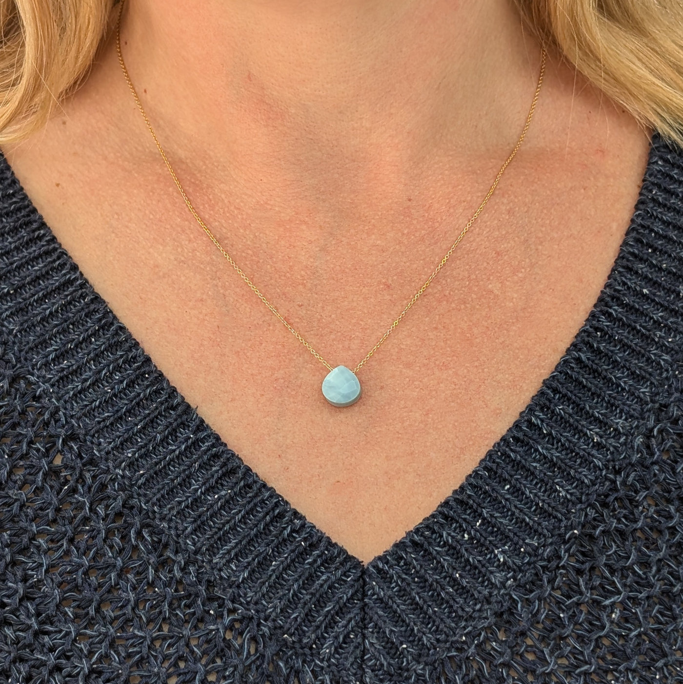 blue opal October birthstone necklace