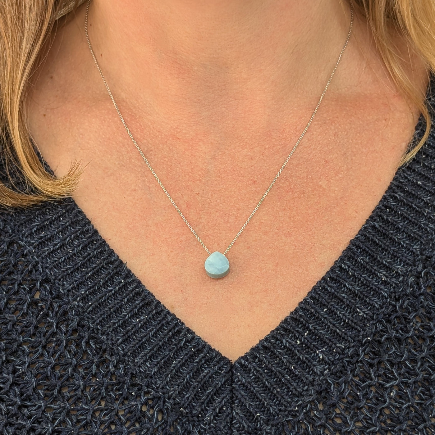 blue opal October birthstone pendant necklace