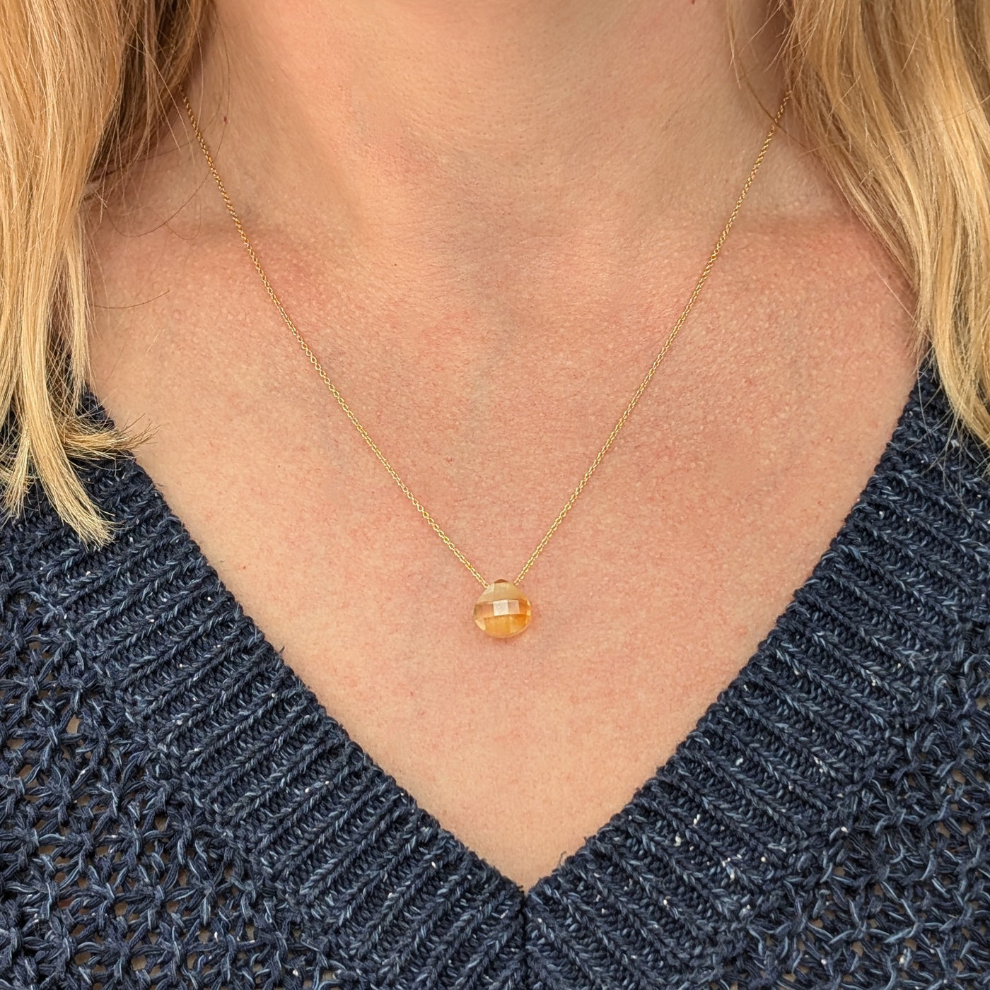 The Nuget gold citrine November birthstone necklace