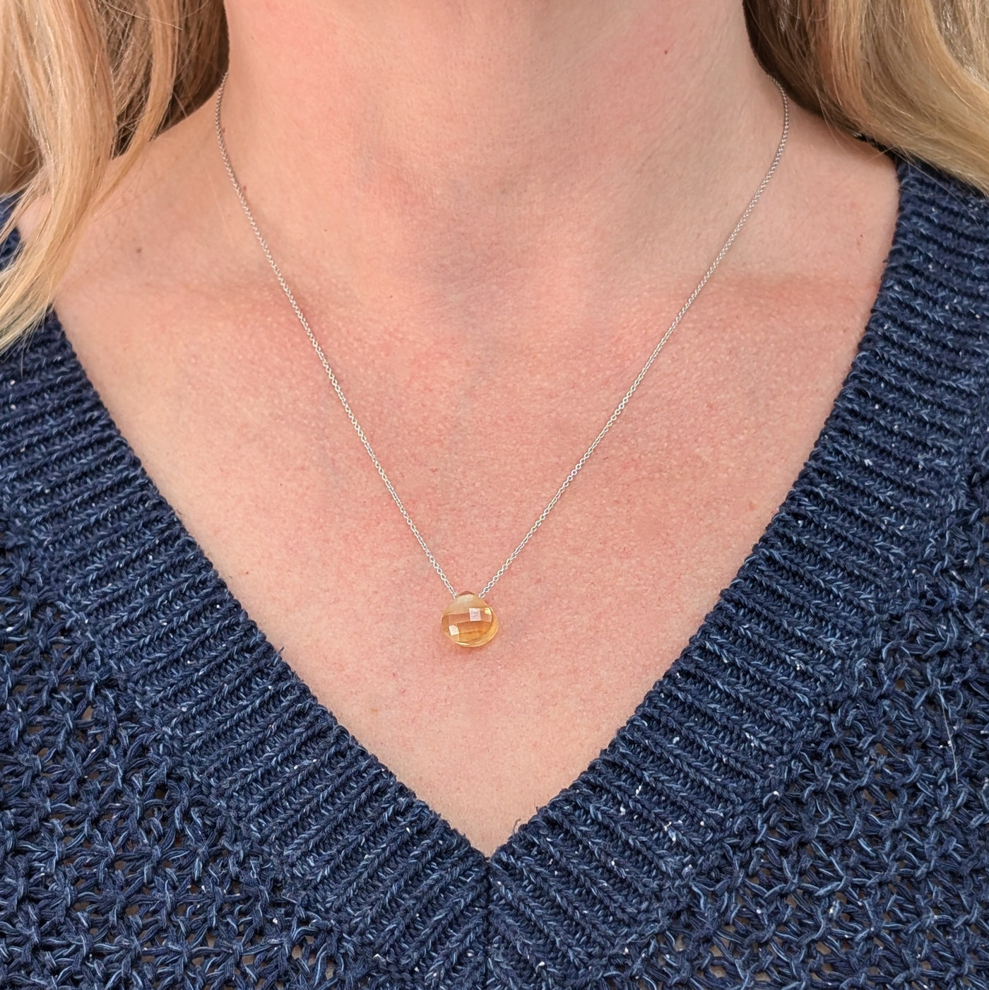 The Nuget silver citrine November birthstone necklace