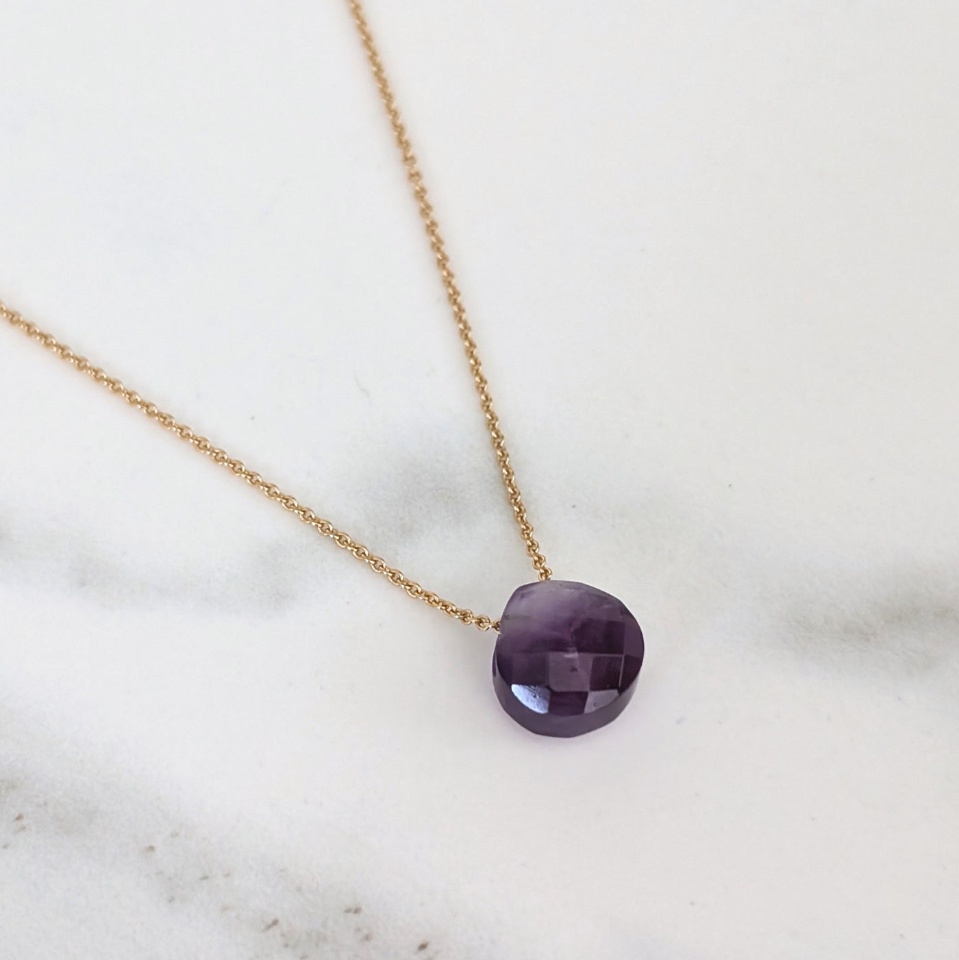 The Nuget amethyst February birthstone necklace