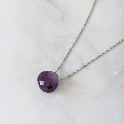 The Nuget silver amethyst February birthstone necklace