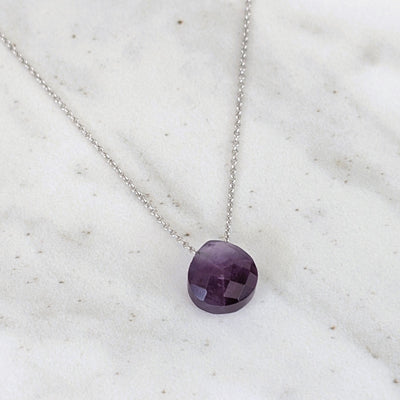 The Nuget silver amethyst February birthstone necklace