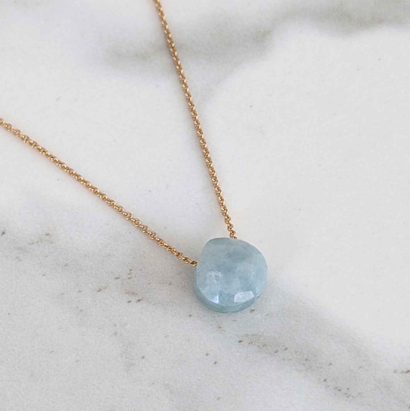 The Nuget aquamarine March birthstone necklace