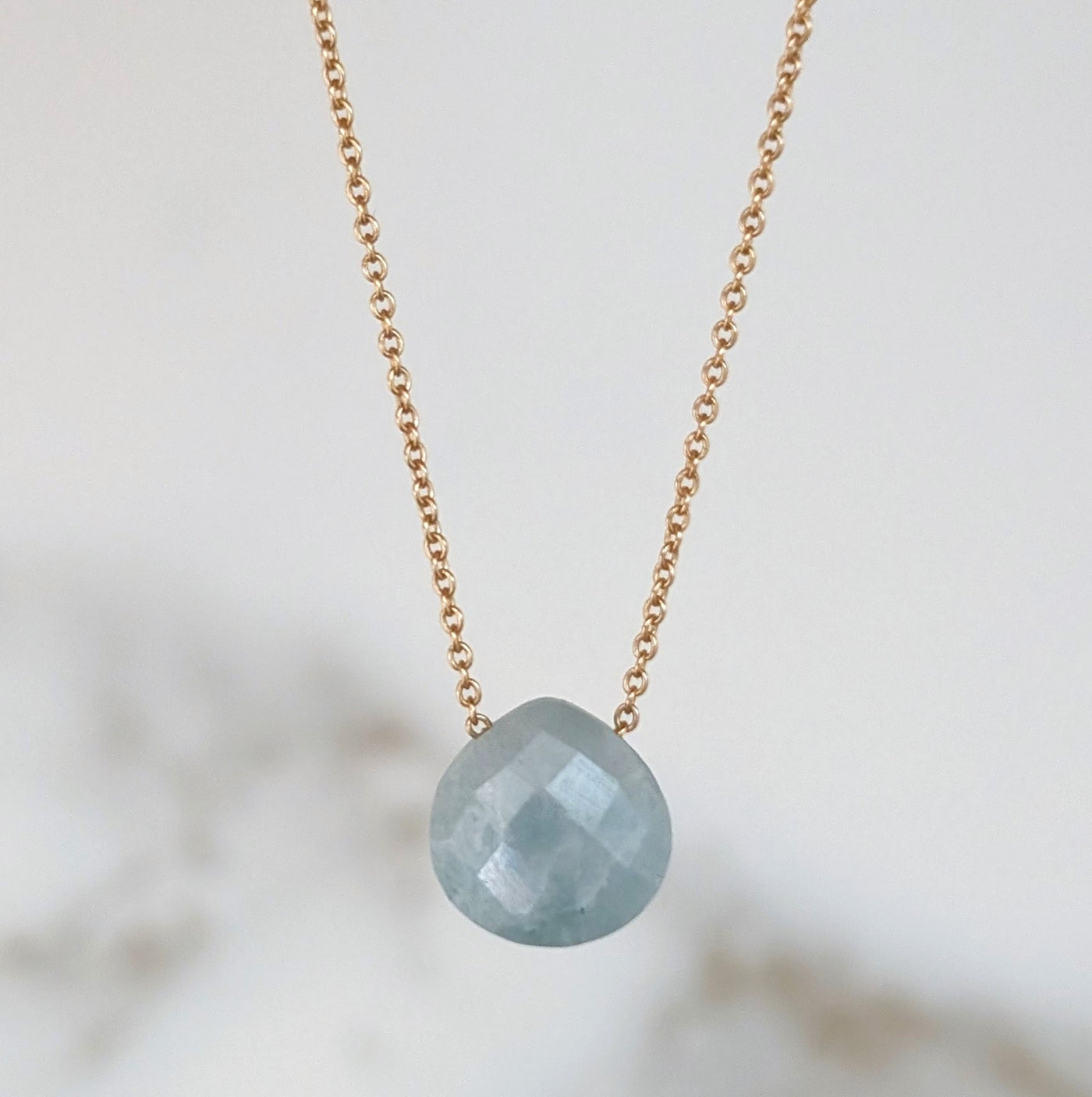 The Nuget aquamarine March birthstone necklace