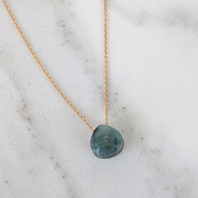 The Nuget gold emerald May birthstone necklace