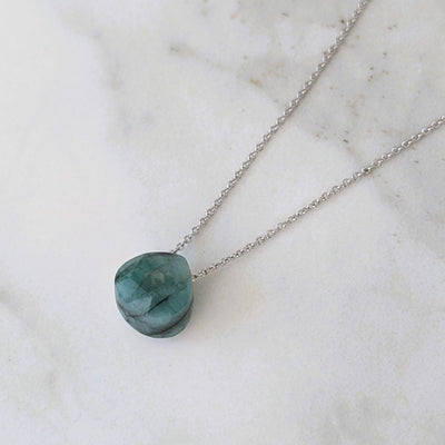 The Nuget silver emerald May birthstone necklace