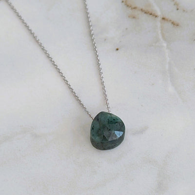 The Nuget silver emerald May birthstone necklace