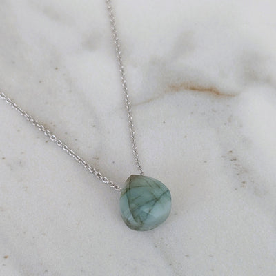 The Nuget silver emerald May birthstone necklace